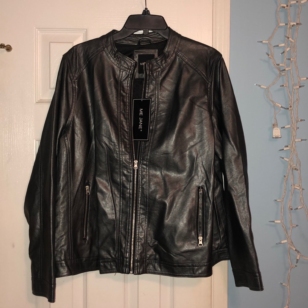 Metallic Silver Faux Leather Jacket